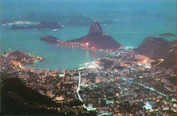 N� 46 - Vista nocturna da Baia de Guanabara - Dim. 15x10 cm -  Editor Paran� Cart - Usado em 1972 -  Col. A. Monge da Silva (1972)