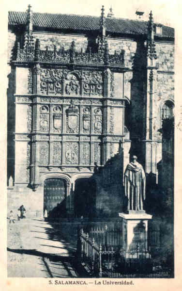 N.� 5 - SALAMANCA-La Universidad - Edi��o HAE - S/D - Dimens�es: 9x14,3 cm. - Col. Carneiro da Silva (Circulado em 03/01/1932)