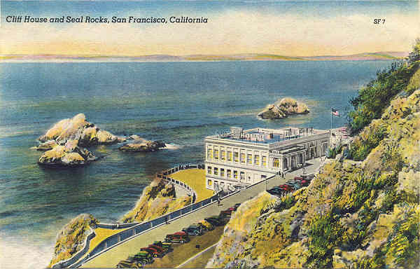 SF07 - San Francisco - Clif House and Seal Rocks - Edi��o an�nima Foto de Redwood Empire Assm - Dim. 13,7x8,8 cm - Col. Am�lcar Monge da Silva (1940)