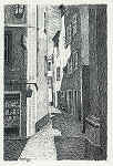 N� 14 - Beco do Falejo - Desenho de Ars�nio Ressurrei��o - Ed. da Associa��o de Defesa do Patrim�nio Hist�rico e Cultural de Santar�m - 1990 - Dim. 10,5x15,1 cm - Col. Miguel Soares Lopes