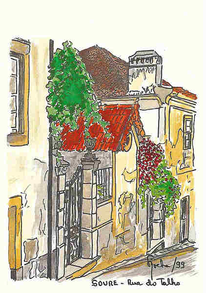 N� 3 - Rua do Talho - Aguarelas e Desenhos de FASilvaRocha (1999) - Ed Autor - 10,5x15 cm. - Col. Silva Rocha