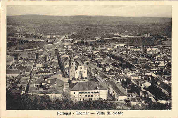 N� 14 - Portugal-Thomar � Vista da cidade - Edi��o da Loja do Barateiro - SD -  Dim. 9x14 cm - Col. Jaime da Silva (Circulado em 1928)