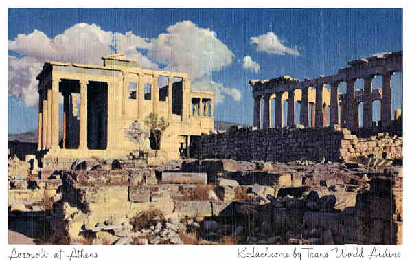 SN - Atenas, Acr�pole (1) - Edi��o TWA, USA - Dim. 14,0x8,9 cm - Col. A. Monge da Silva (1948)