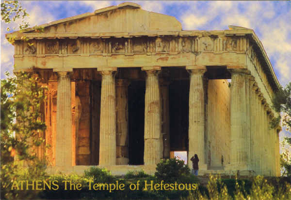N.� 5000 - GR�CIA ATENAS - Templo de Hefesto - Ed. Spyridon Spirou * Photo Gallery Aegina T.K 18 010 T.TH 27 Gr�cia * Tel:22970 26584 Mobil 6944186944 - SD - Dim. 16x11,1 cm - Col. F�tima B�ia (2007)