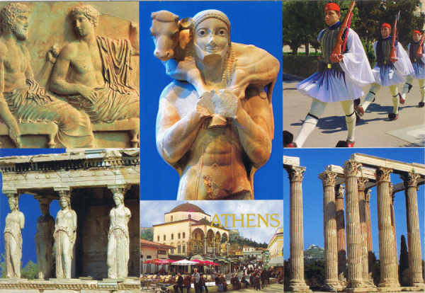 N.� 5009 - GR�CIA - ATENAS - Ed. Spyridon Spirou * Photo Gallery Aegina T.K 18 010 T.TH 27 Gr�cia * Tel:22970 26584 Mobil 6944186944 - SD - Dim. 16x11,1 cm - Col. F�tima B�ia (2007)