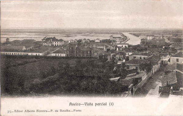 N� 313 - Aveiro - Vista Parcial (1) - Editor Alberto Ferreira, P. Batalha, Porto - Dim. 137x90 mm - Col. A. Monge da Silva (cerca de 1910)