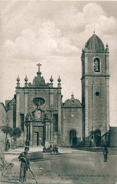 N� 48 - Aveiro - Igreja e Cruzeiro da Snr� da Gl�ria - Edi��o Papelaria Borges, Coimbra - Dim. 139x89 mm - Col. A. Monge da Silva (cerca de 1910)