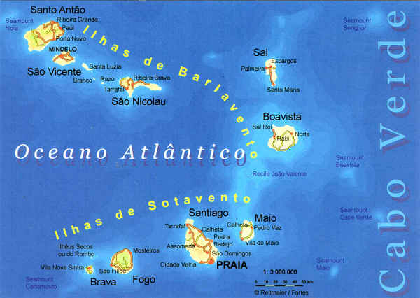 SN - Mapa - CV Arquip�lago de Cabo Verde - Ed. Informa��o Tur�stica - Lucete Fortes - Mindelo - Cabo Verde - tel. +2382324267 www.bela-vista.net Cartografia: Dr. Pitt Reitmaier - SD - Dim. 14,8x10,5 cm - col. Manuel B�ia (2011)