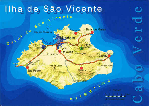 SN - Mapa - CV - Cabo Verde. Ilha de S�o Vicente - Ed. Informa��o Tur�stica - Lucete Fortes - Mindelo - Cabo Verde - tel +238 2324267 Cartografia: Dr. Pitt Reitmaier www.bela-vista.net - SD - Dim. 14,8x10,5 cm - Col. Manuel B�ia (2011)