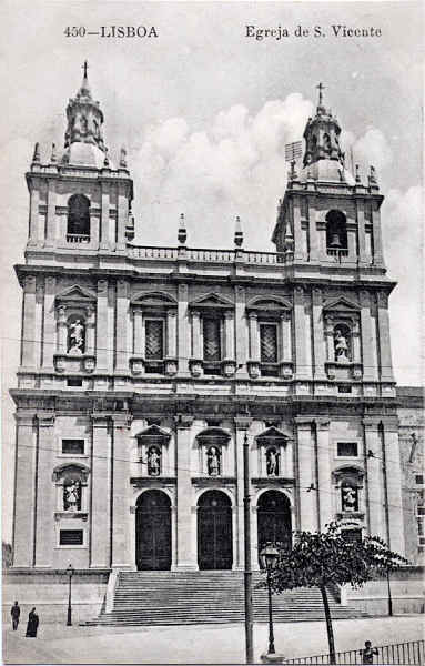 N� 450 - Egreja de S. Vicente - Edi��o Rocha, Lisboa - Dim. 137x88 mm - Col. A. Monge da Silva (cerca de 1910)