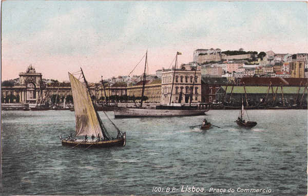 N� 1001 - Pra�a do Commercio - Edi��o B.P. - Dim. 139x89 mm - Col. A. Monge da Silva (cerca de 1905)