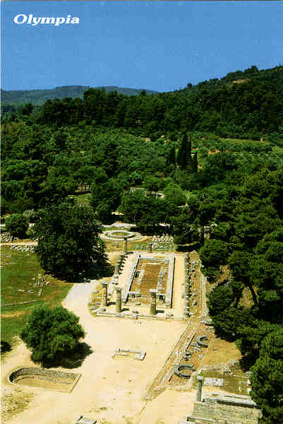 N.� 60 - OL�MPIA - O Templo de Hera (c. 600 a. C.). Vista a�rea - Ed. OLYMPIC PUBLICATIONS - SKOUFA 56 - Athens 106 72 - TEL: 210 3615682 - 5. 05 Dim. 10x15 cm - Col. F�tima B�ia (2007)