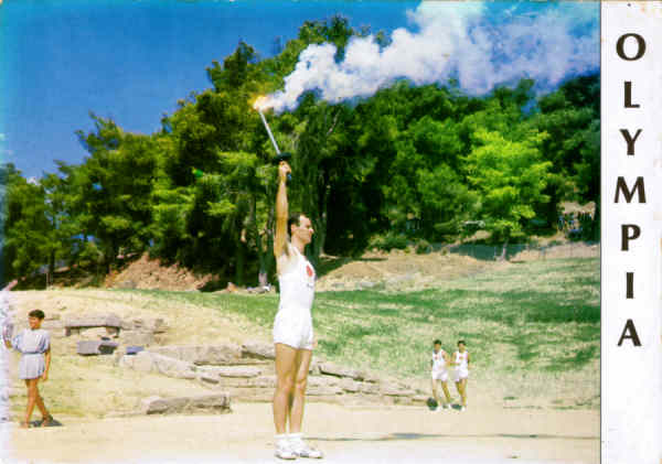 O 103 - Gr�cia OL�MPIA ANTIGA - Cerim�nia do acender e da entrega da Chama Ol�mpica - Ed. "HANNIBAL" desde 1957 46, Kifissodotos Street Ano Petralona. Tel-Fax. 34533941, Athens 118 52 Greece - SD - Dim. 16,7x11,7 cm - Col. F�tima B�ia (2007)