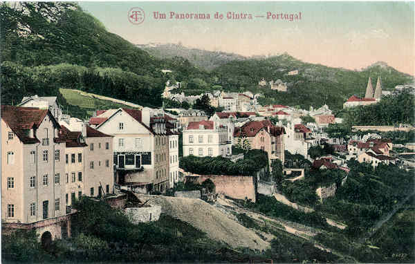 N� 1782 - Um Panorama de Cintra - Edi��o Costa, Rua do Ouro, 295, Lisboa - Dim. 139x88 mm - Col. A. Monge da Silva (anterior a 1910)