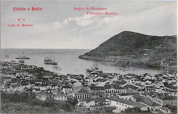 N� 6 - Angra do Heroismo, Cidade e Bahia - Edi��o da Loja do Buraco - Dim. 136x90 mm - Col. A. Monge da Silva (anterior a 1910)