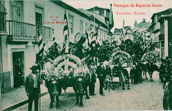 N� 61 - Festejos do Espirito Santo - Edi��o da Loja do Buraco - Dim. 138x88 mm - Col. A. Monge da Silva (anterior a 1910)