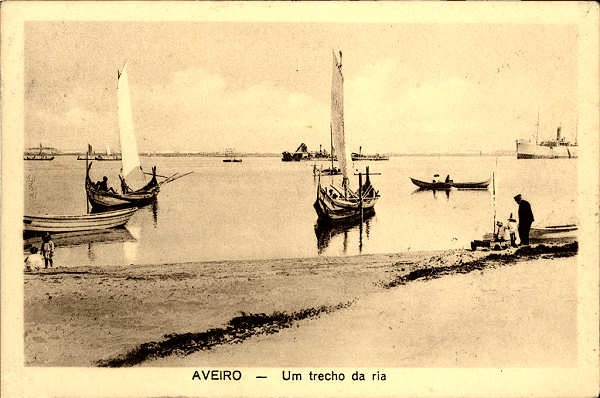 SN - AVEIRO - Um trecho da ria - Ed. Souto Ratolla, Aveiro - Dim. 90x137 mm - Circulado em 11ABR1928 - Col. �nio Semedo
