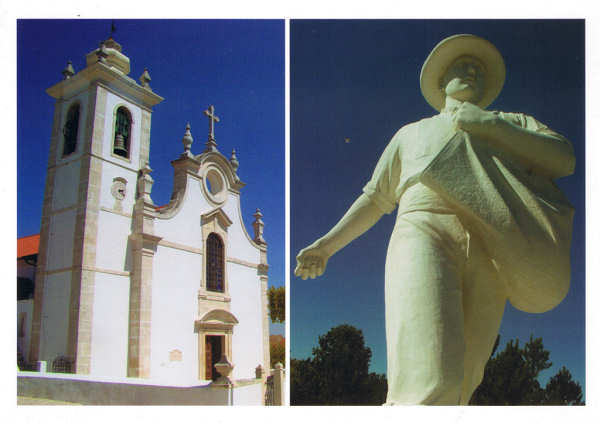 SN - Vilas do Concelho de Montemor-o-Velho - Vila da Carapinheira - Igreja Matriz (Santa Susana) e Est�tua de Homenagem  ao Homem dos Campos do Mondego - Ed. Gutenberg - Artes Gr�ficas, Lda. - Carapinheira MMV - Edi��o da C�mara Municipal de Montemor-o-Velho, Portugal - Foto CMMV - Jo�o Lobo - SD - Dim. 15x10,6 cm - Col. Manuel B�ia (2012)