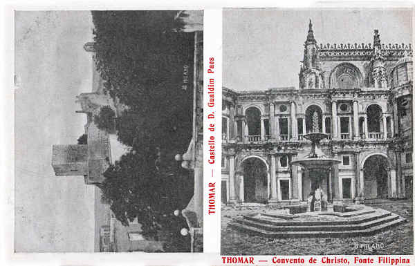 SN - Castelo D. Gualdim Paes e Convento de Christo, Fonte Filipina - Edi��o �A Trinacria� - Dim. 139x90 mm - Col. A. Monge da Silva (cerca de 1910)