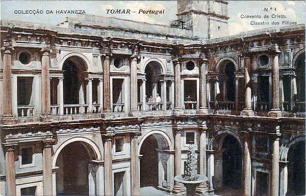 N� 1 - Convento de Cristo, Claustro dos Filipes - Colec��o da Havaneza, Tomar - Dim. 139x89 mm - Col. A. Monge da Silva (1912)