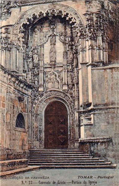 N� 23 - Convento de Cristo, P�rtico da Igreja - Colec��o da Havaneza, Tomar - Dim. 139x86 mm - Col. A. Monge da Silva (1912)