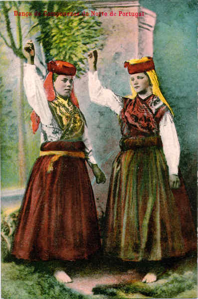 N� 1132 - Dan�a de camponezas do Norte de Portugal - Edi��o Costa, R. do Ouro 295, Lisboa - Dim. 139x91 mm - Col. A. Monge da Silva (c. 1910)