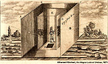 C�mara obscura de Atan�sio Kircher. Clicar para ampliar.