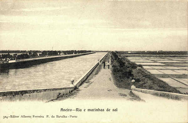 N.� 324 - Aveiro Ria e marinhas de sal - Editor Alberto Malva P. da Batalha, Porto - SD - Dimens�es 13,8x9 cm. - Col.  FMSarmento.