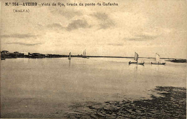 N.� 764 - Aveiro Vista da Ria, tirada da ponte da Gafanha - Editor Malva - SD - Dimens�es 13,7x8,7 cm. - Col.  FMSarmento.