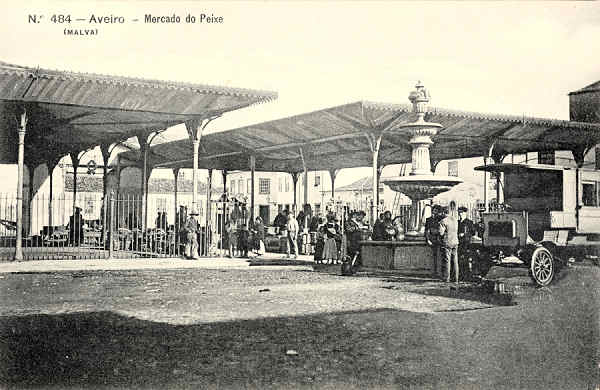 N.� 484 - Aveiro Mercado do peixe - Edi��o Malva - SD - Dimens�es 13,6x8,8 cm. - Col.  FMSarmento.