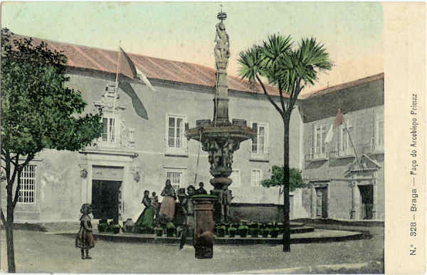 N� 328 - Braga. Pa�o do Arcebispo Primaz - Ed. Alberto Malva - SD - Dim. 14x8,9 cm - Col. M. Soares Lopes