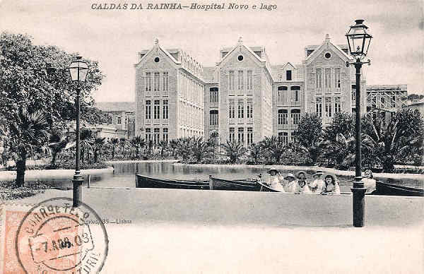 Caldas da Rainha-Portugal Hospital Novo e Lago - Editor F.A.Martins, Lisboa (Circulado em 1903) - Dimens�es:  9x14 cm. - Col. Miguel Chaby.