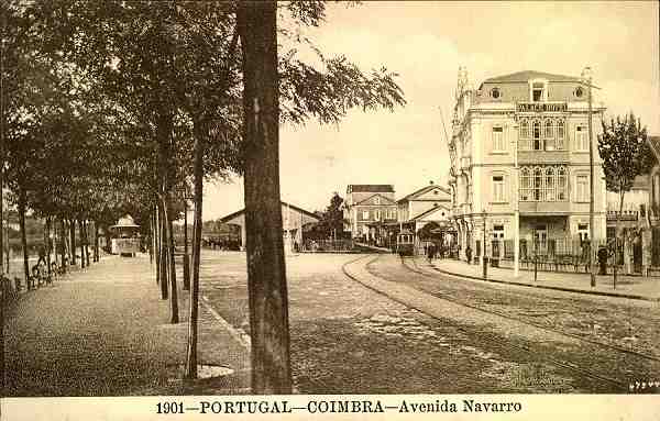 S/N - 1901-Coimbra: Avenida Navarro - Editor Alberto Malva, R. da Madalena, 23-Lisboa- 1901 - Dimens�es: 13,8x8,7 cm. - Col. Aur�lio Dinis Marta.