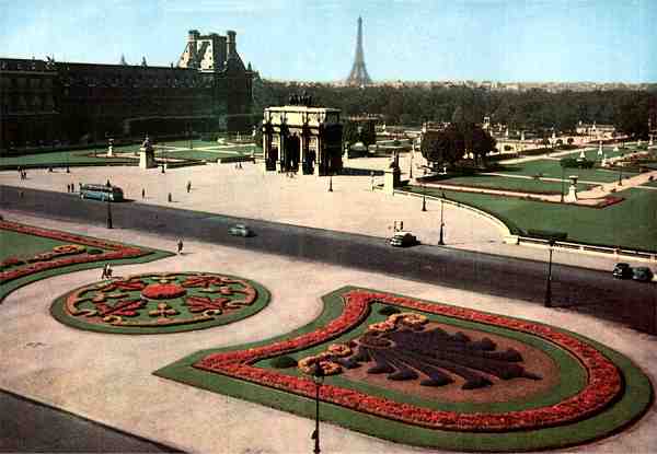 N.� 767 - Le Louvre et l'Arc de Triomphe du Carrousel - Col. Messager - Dimens�es: 15x10,4 cm. - Col. HJCO (1967).