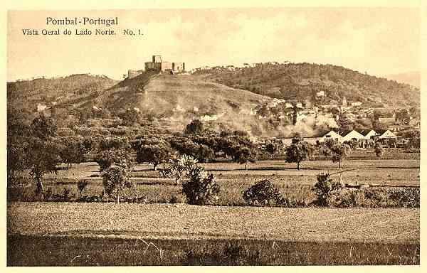 N.� 5847/18 - Pombal-Portugal Vista Geral do Lado Norte. No. 1 - Edi��o de Jos� Luiz da Cunha & Irm�o, Sucessores - S/D - Dimens�es: 14x9 cm. - Col. �nio Curvo Semedo.