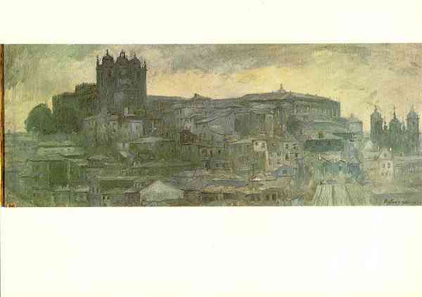 S/N - Casa Oficina de Ant�nio Carneiro, Porto. Ant�nio Carneiro: O Porto Azul, �leo s/ tela, 1925 - Edi��o da C�mara Municipal do Porto em 1984. Divis�o de Museus e Patrim�nio Hist�rico e Art�stico - Foto J. P. Sottomayor - Dimens�es: 14,7x10,4 cm. - Col. HJCO