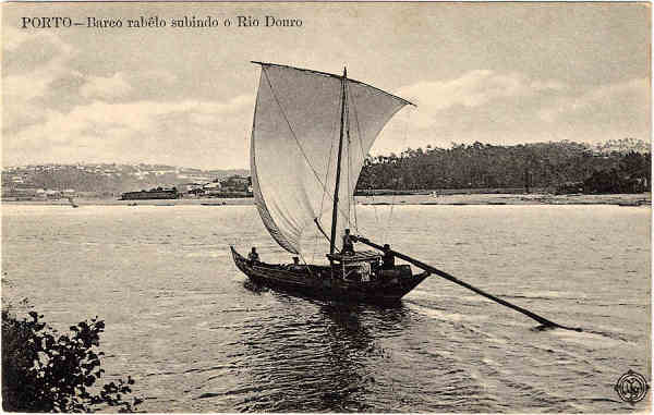 SN - PORTO - Barco rab�lo subindo o Rio Douro - Editor desconhecido - SD -  Dim. 8,5x13,5 cm - Col. Jaime da Silva (Circulado em 1920).