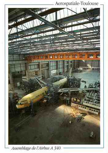 N.� 926 - Aerospatiale. Assemblage final des Airbus A 330 & A 340 � l'usine Cl�ment-Ader. - s - 10 bis, boulevard de l'Europe - 31120 PORTET-SURGARONNE - Dimens�es: 10,5x14,8 cm. - Col. HJCO (1996).