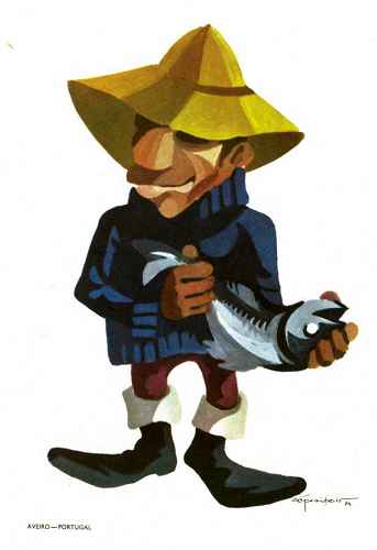 N.� 12 - Pescador bacalhoeiro - Edi��o da Comiss�o Municipal de Turismo de Aveiro - Col. Z� Penicheiro 1974 - Dimens�es: 10,4x15 cm - Col. HJCO.