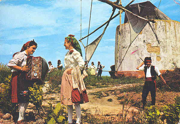 N.� 12 - RIBATEJO PORTUGAL. Moinho e folclore - Edi��o Centro de Caridade "Nossa Senhora do Perp�tuo Socorro", PORTO - S/D - Dimens�es: 14,9x10,1 cm. - Col. F�tima B�ia.