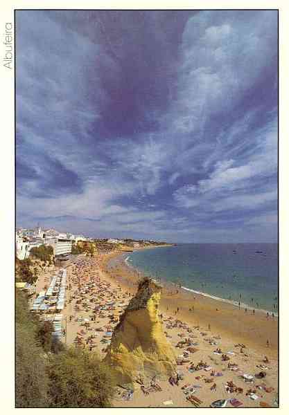 ALG 20 - ALBUFEIRA: Vista da praia do Peneco - Edi��o SOFOTO, Tel. 2671709 Cascais - Foto de E. Moura Machado - S/D - Dimens�es: 10,4x14,7 cm. - Col. Gra�a Maia