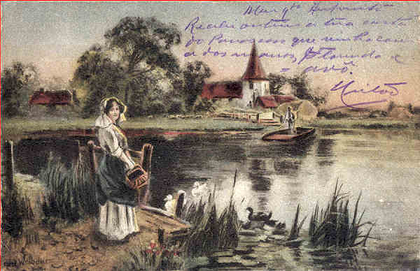 N� 5047 - Colour Gravure Series - Edi��o Inter Art Co, Londres - Circulado em 1917 - Dim. 13,8x8,9 cm - Col. Am�lcar Monge da Silva (cerca de 1917)