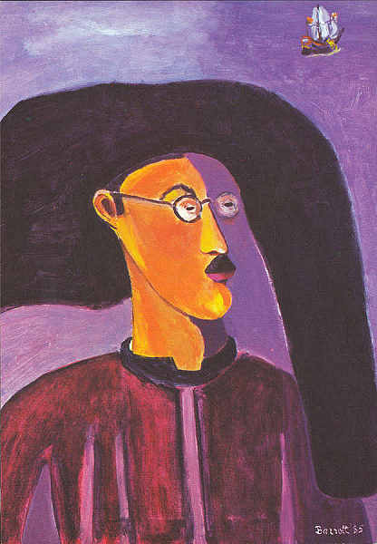 S/N - Fernando, o Infante. Acr�lico sobre tela 1985 (0,5x0,7). Michael Barrett - Edi��o da Galeria "A GRADE", Aveiro - S/D - Dimens�es: 15x10,5 cm. - Col. �nio Semedo