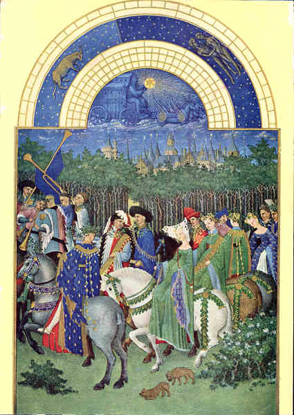 N� 6363 - Les tr�s riches heures du Duc de Berry - Mai. La ville de Riom. Une Cavalcade - Les �ditions Nomis, Paris - SD - Dim.149x105 mm - Col. �nio Semedo (1966)