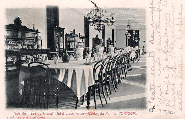 S/N - Portugal-Caldas da Rainha Sala de Meza do Grand Hotel Lisbonense - Editor Dias & Paramos (Editado em 1904) - Dimens�es: 14x9 cm. - Col. Miguel Chaby