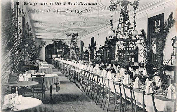N.� 16 - Portugal Caldas da Rainha Sala de Mesa do Grand Hotel Lisbonense - Editor Dias e Paramos (Editado em 1906) - Dimens�es: 9x14 cm. - Col. Miguel Chaby