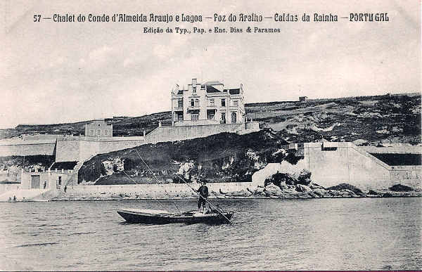 N.� 57 - Portugal_Caldas da Rainha-Foz do Arelho_Chalet do Conde almeida Ara+�jo e Lagoa_Editor Dias e Paramos_Editado 1906_Dim. 9x14 cm. - Col.M. Chaby