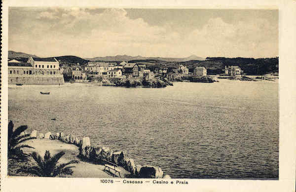 N� 10076 - Cascais. Casino e Praia - Editor n�o indicado (c. de 1900) - Dim. 14x8,9 cm. - Col. A. Monge da Silva