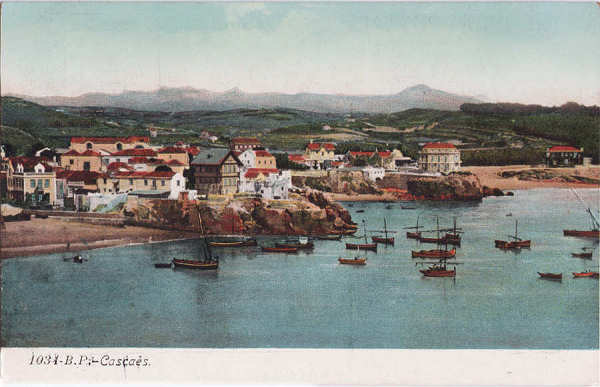 N� 1034 - Praia e Villa de Cascaes - Edi��o B.P. - Dim. 138x88 mm - Col. A. Monge da Silva (c. 1905)