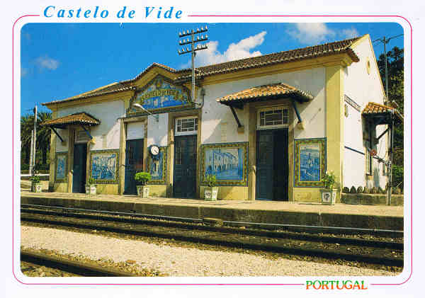 N.� 4501 - CASTELO DE VIDE. Portugal - Esta��o dos Caminhos de Ferro e os seus famosos Pain�is de Azulejos - Ed. �NCORA Edi��es Art�sticas de Artigos para Felicita��es LISBOA RAN TEL 670192 - 3961514 IMPRICOR 670830 LISBOA - SD Dim. 15x10,5cm - Col. Manuel B�ia.